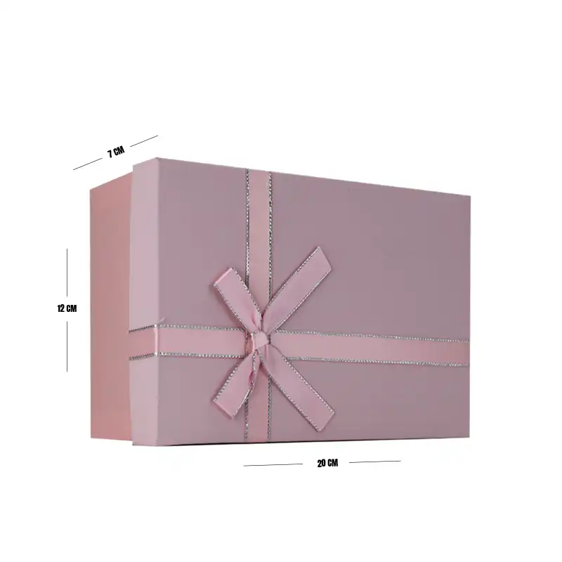 Pink Matte Gift Box with Ribbon – 20 x 12 x 7 cm