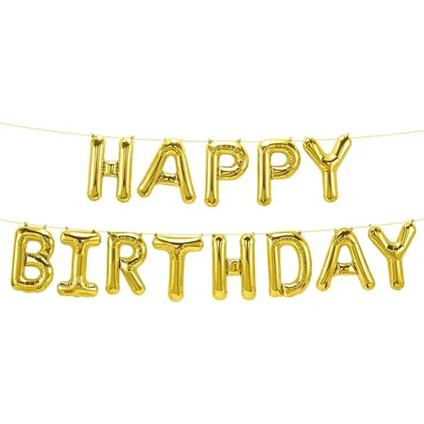 Gold Happy Birthday Foil Balloons Letter Banner 40 Inch