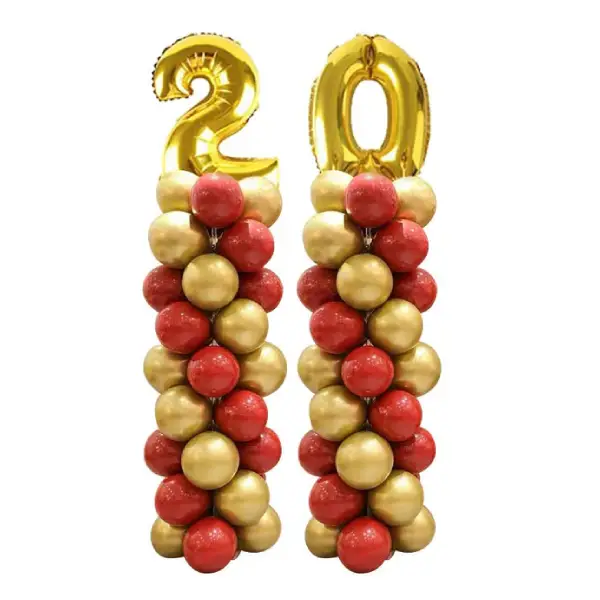 Balloon pillars with 40-inch Number Foil Balloon Topper 2 pcs