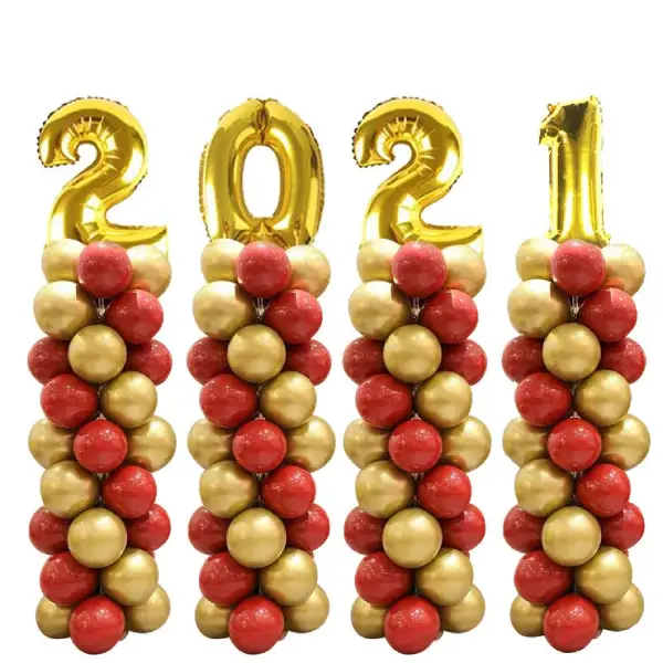 Balloon pillars with 40-inch Number Foil Balloon Topper 4 pcs