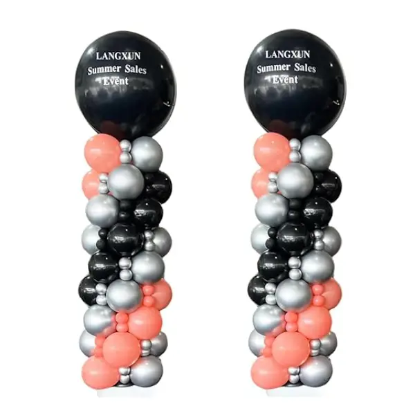 Balloon Pillars with Message Printed Balloon Topper 2 pcs