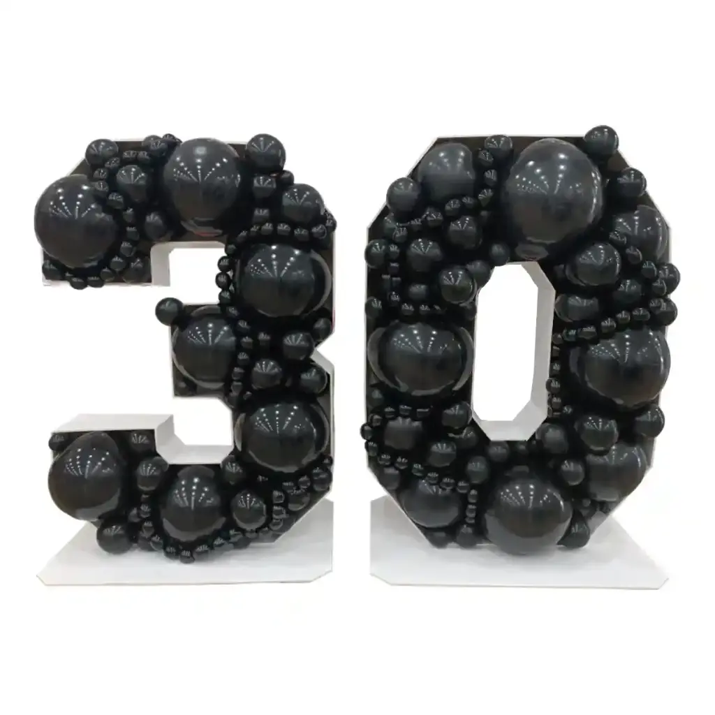 Elegant Black Hollow Number for 30th Birthday Decoration