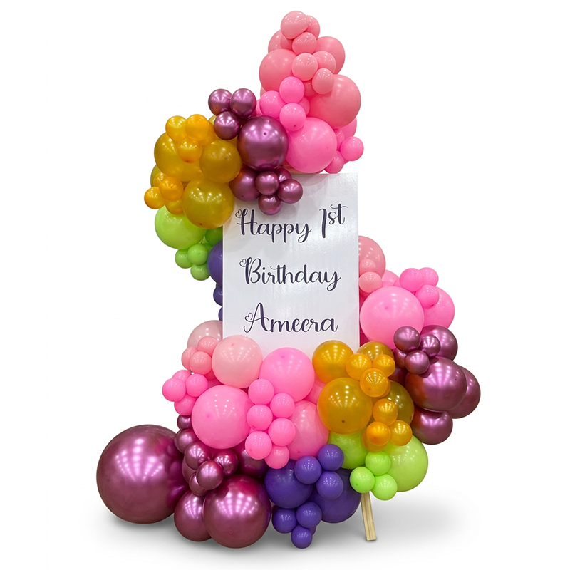 Colourful Balloon Stand with Custom Board