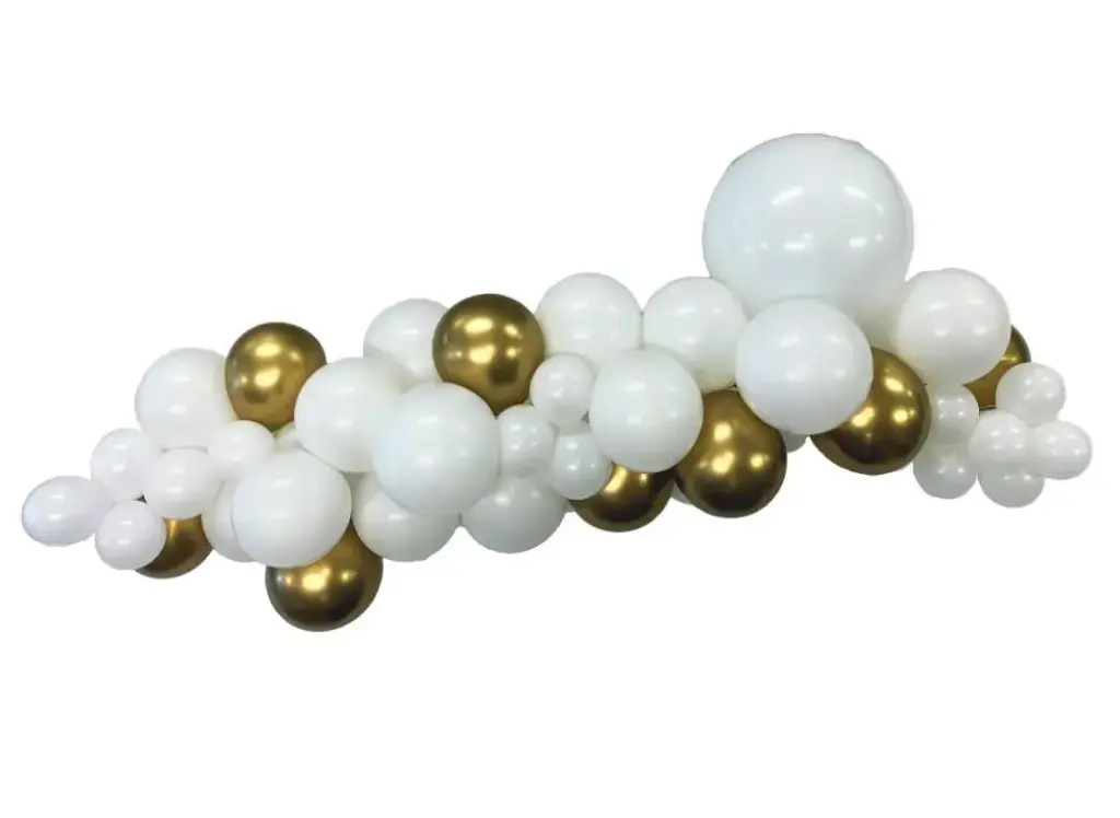 White & Gold Organic Balloon Garland - 1 m