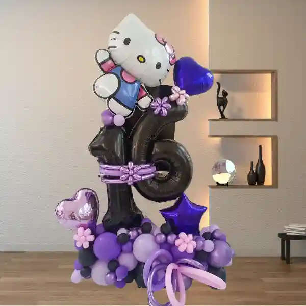 Kitty Themed Birthday Balloon Sculpture