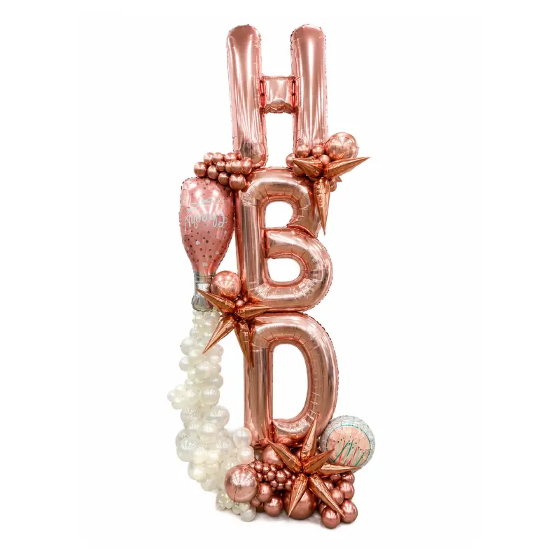 Rose Gold Birthday Letter Balloon Display - HBD