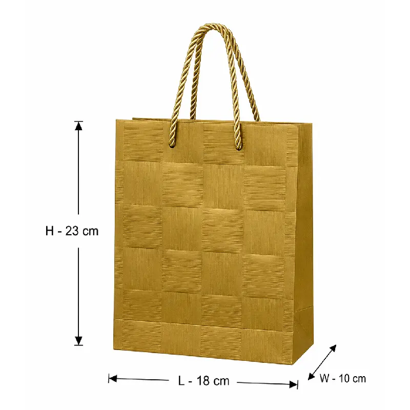 Luxury Gold Textured Gift Bag with - Small – 18x10x23 cm