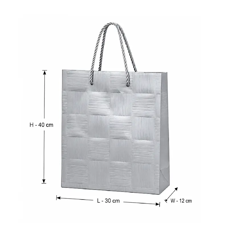 Stylish Silver Large Textured Gift Bag – 30x12x40 cm
