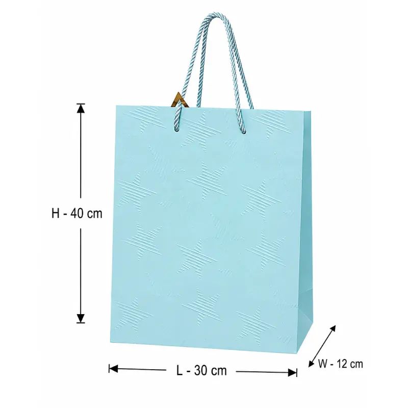 Blue Large Star Design Premium Gift Shopping Bag – 30x12x40 cm