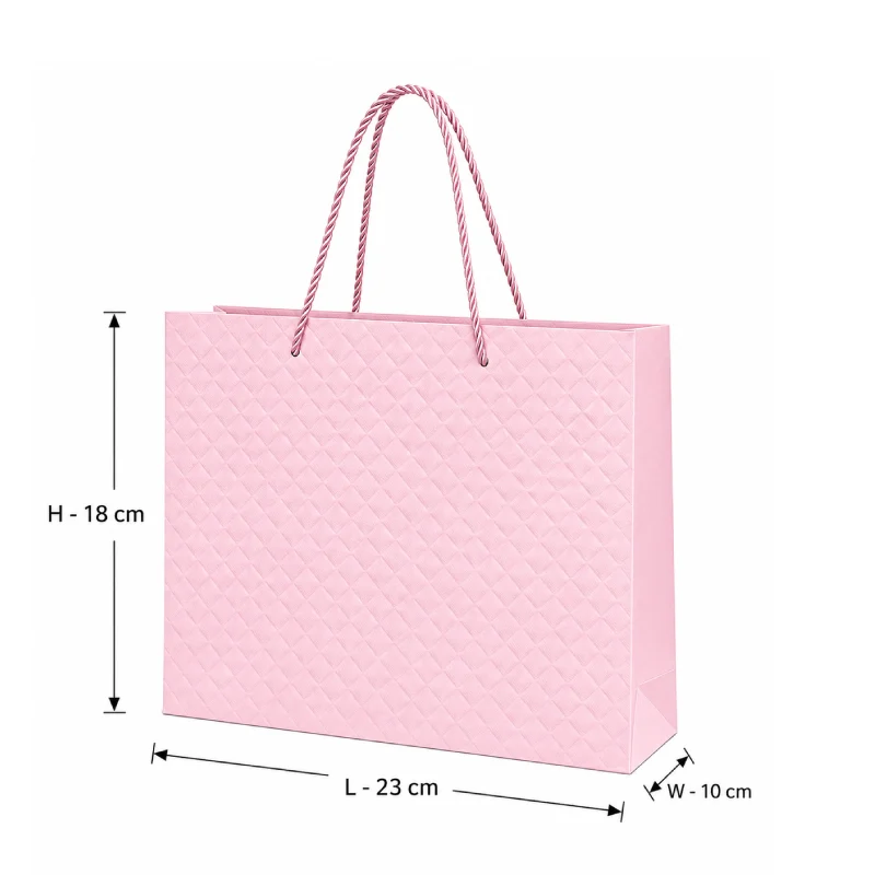 Pink Quilted Gift Bag – Small (23 × 18 × 10 cm)