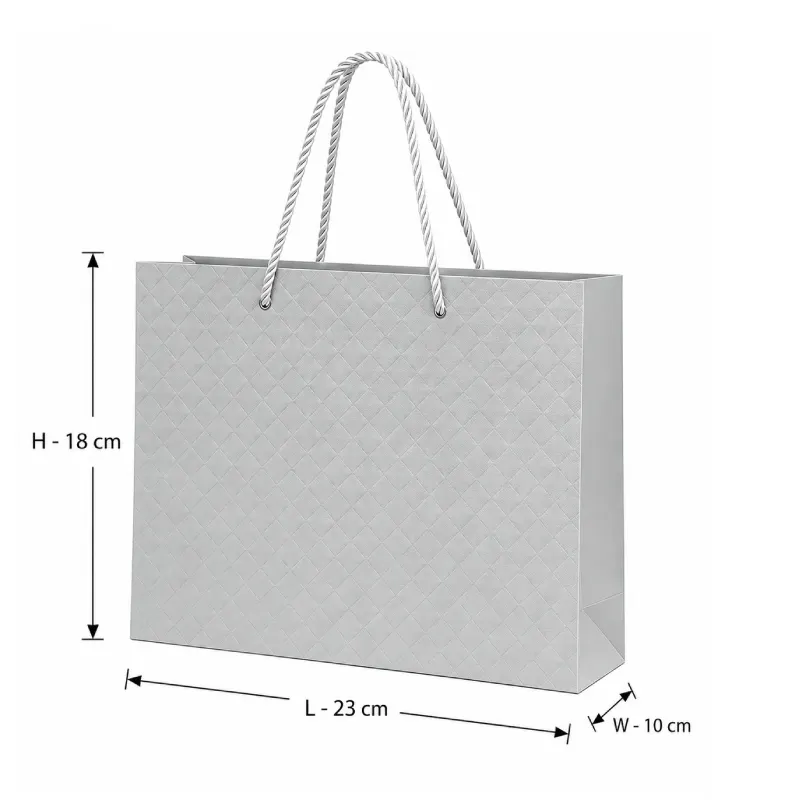 Silver Quilted Gift Bag – Small (23 × 18 × 10 cm)