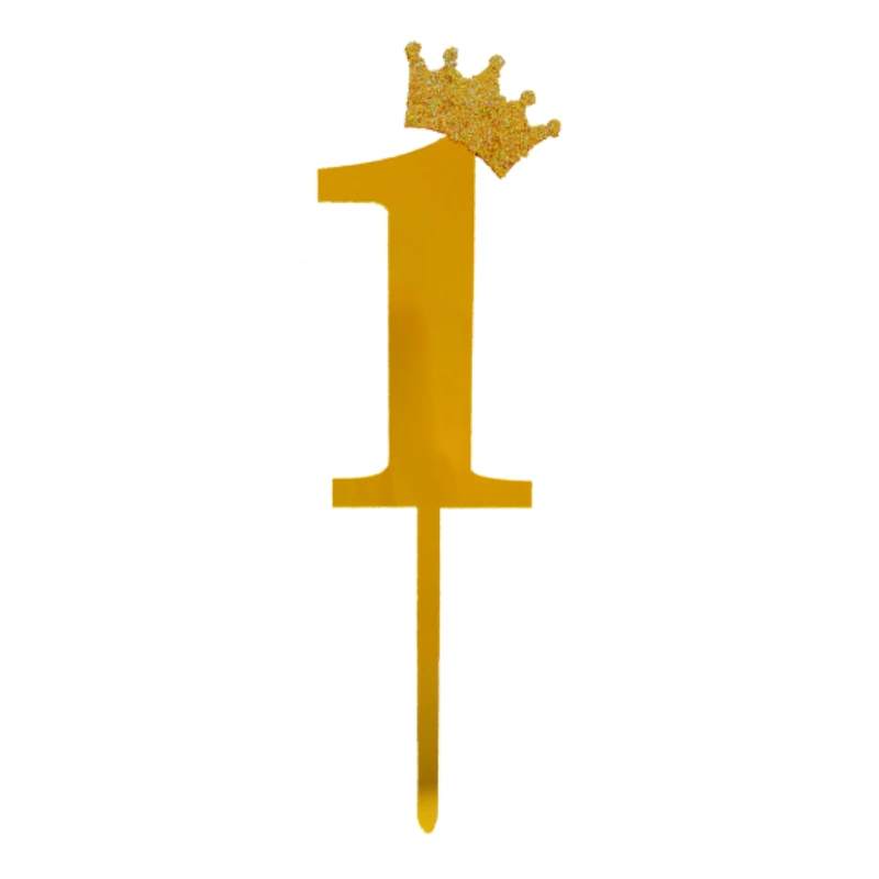Gold Crown Number Acrylic Cake Topper - 1
