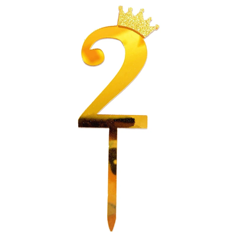 Gold Crown Number Acrylic Cake Topper - 2