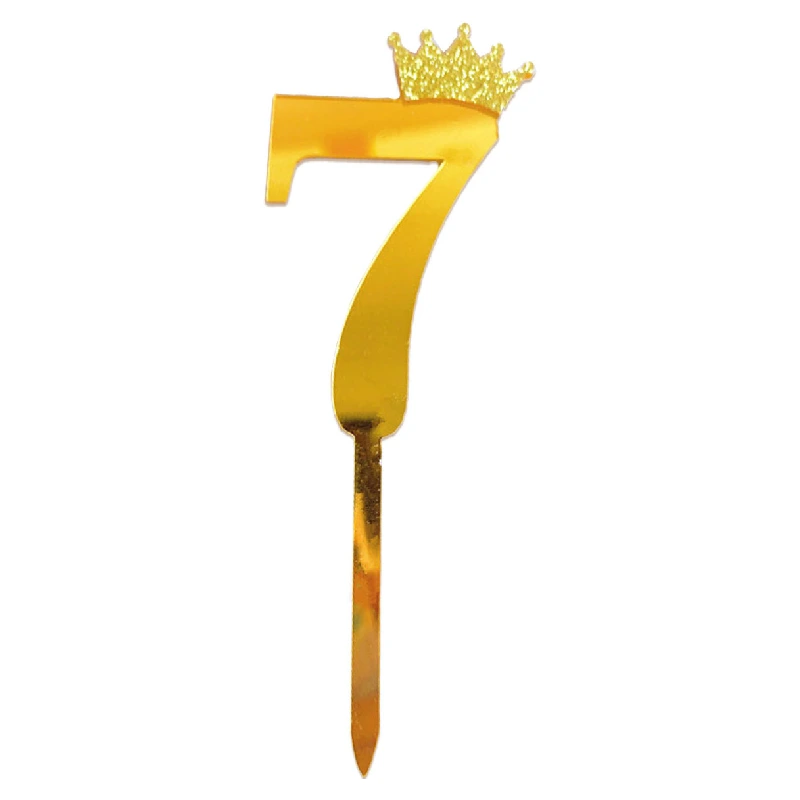 Gold Crown Number Acrylic Cake Topper - 7