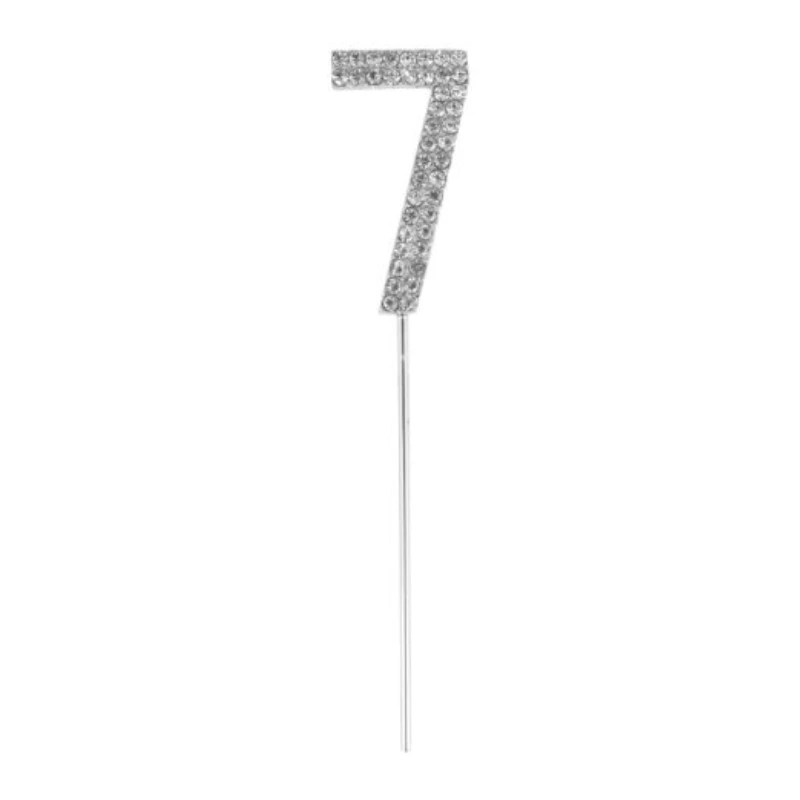 Silver Diamond Number 7 Cake Topper