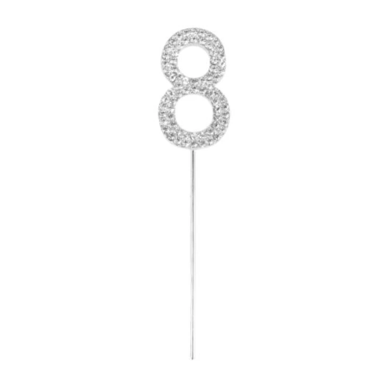 Silver Diamond Number 8 Cake Topper