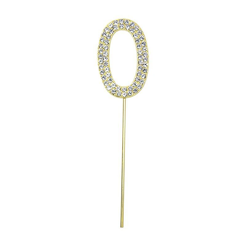 Gold Diamond Number 0 Cake Topper