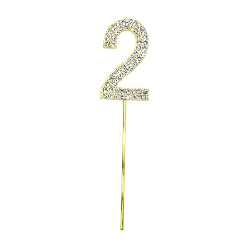 Gold Diamond Number 2 Cake Topper