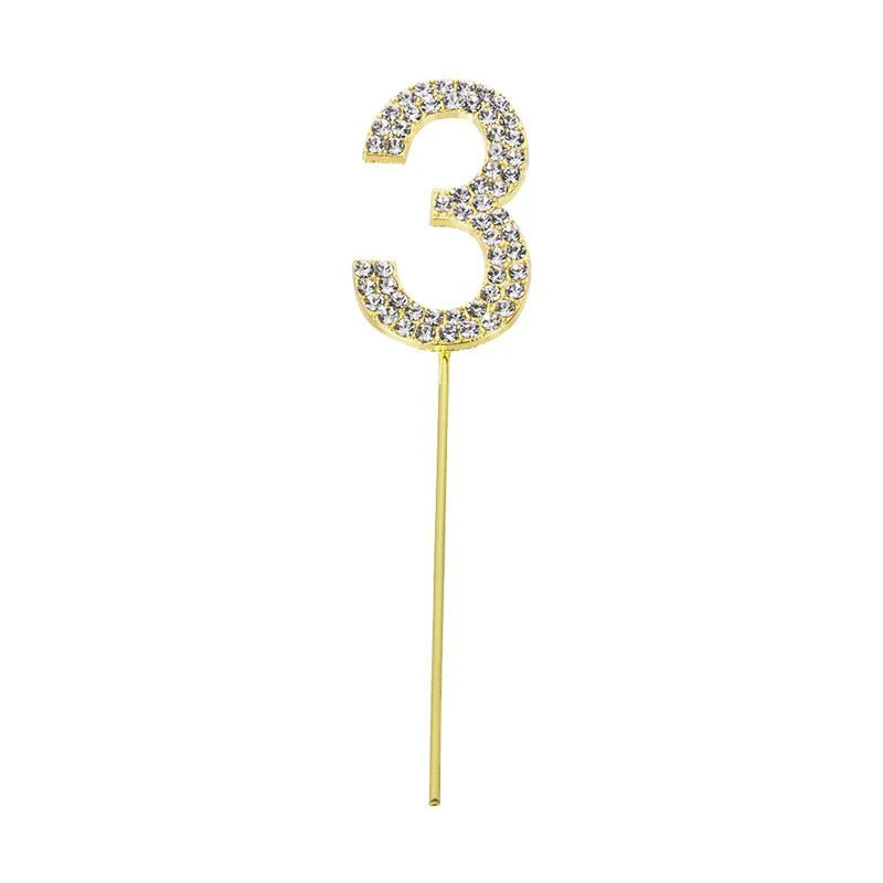 Gold Diamond Number 3 Cake Topper