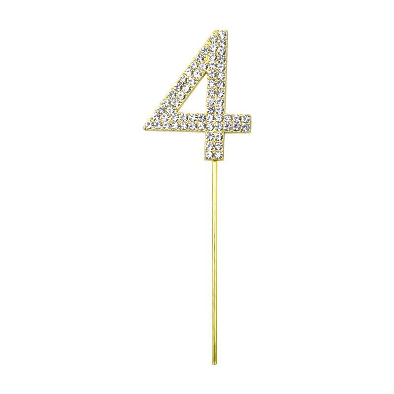 Gold Diamond Number 4 Cake Topper