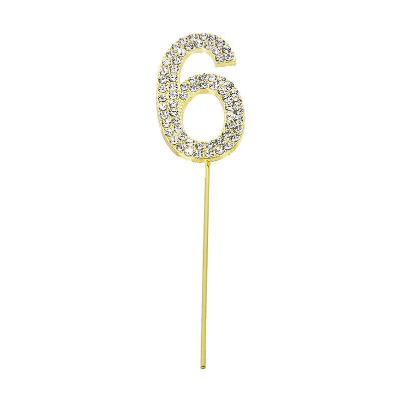 Gold Diamond Number 6 Cake Topper