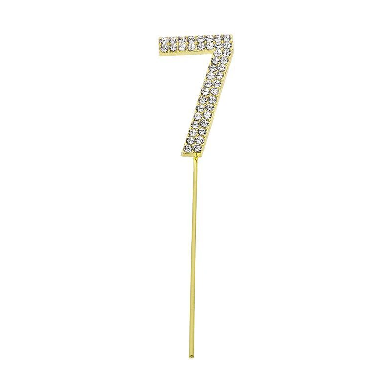 Gold Diamond Number 7 Cake Topper