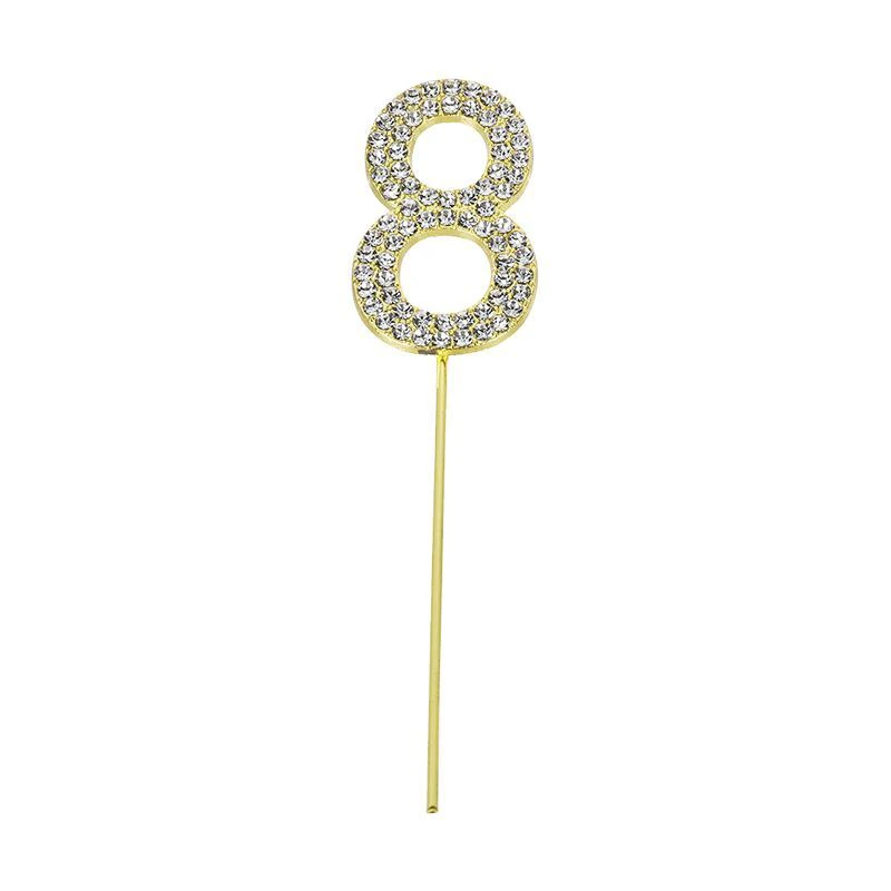 Gold Diamond Number 8 Cake Topper