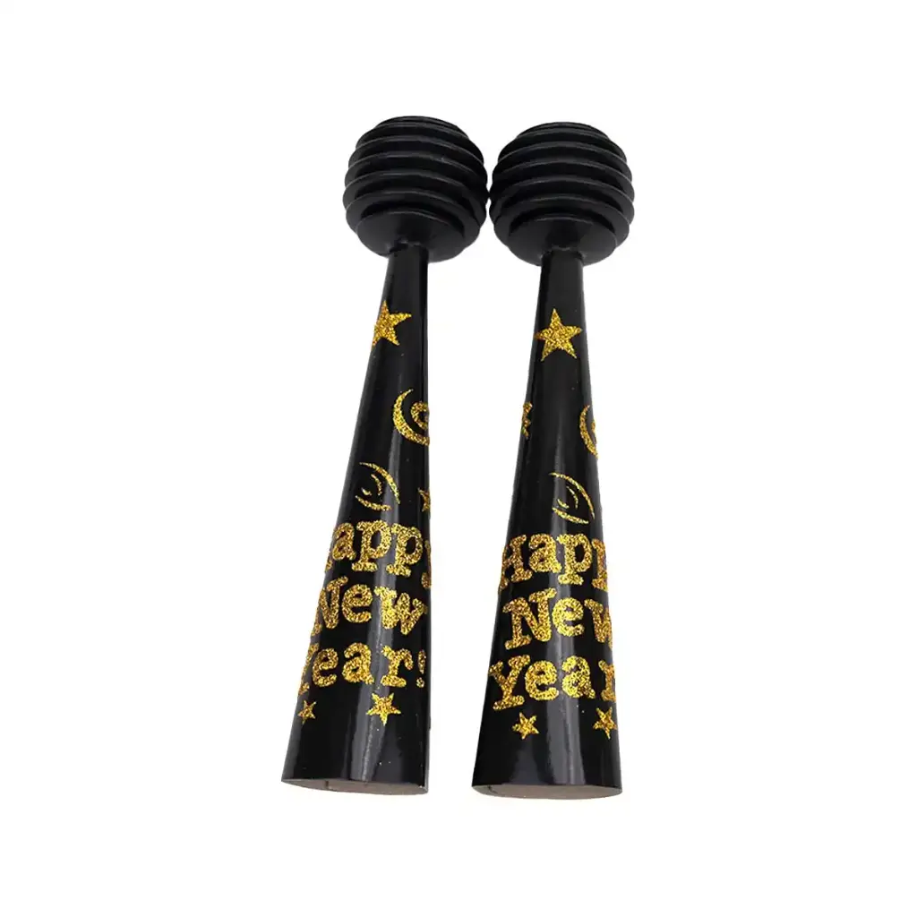 Happy New Year Glitters Foil Horn 12in 2 pcs