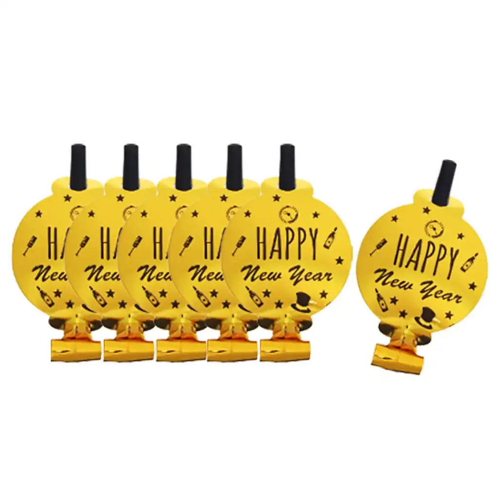Happy New Year Blowout Gold & Black 6 pcs