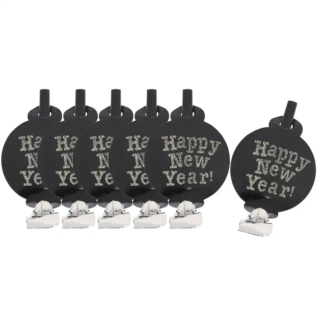 Happy New Year Blowout Black 6 pcs
