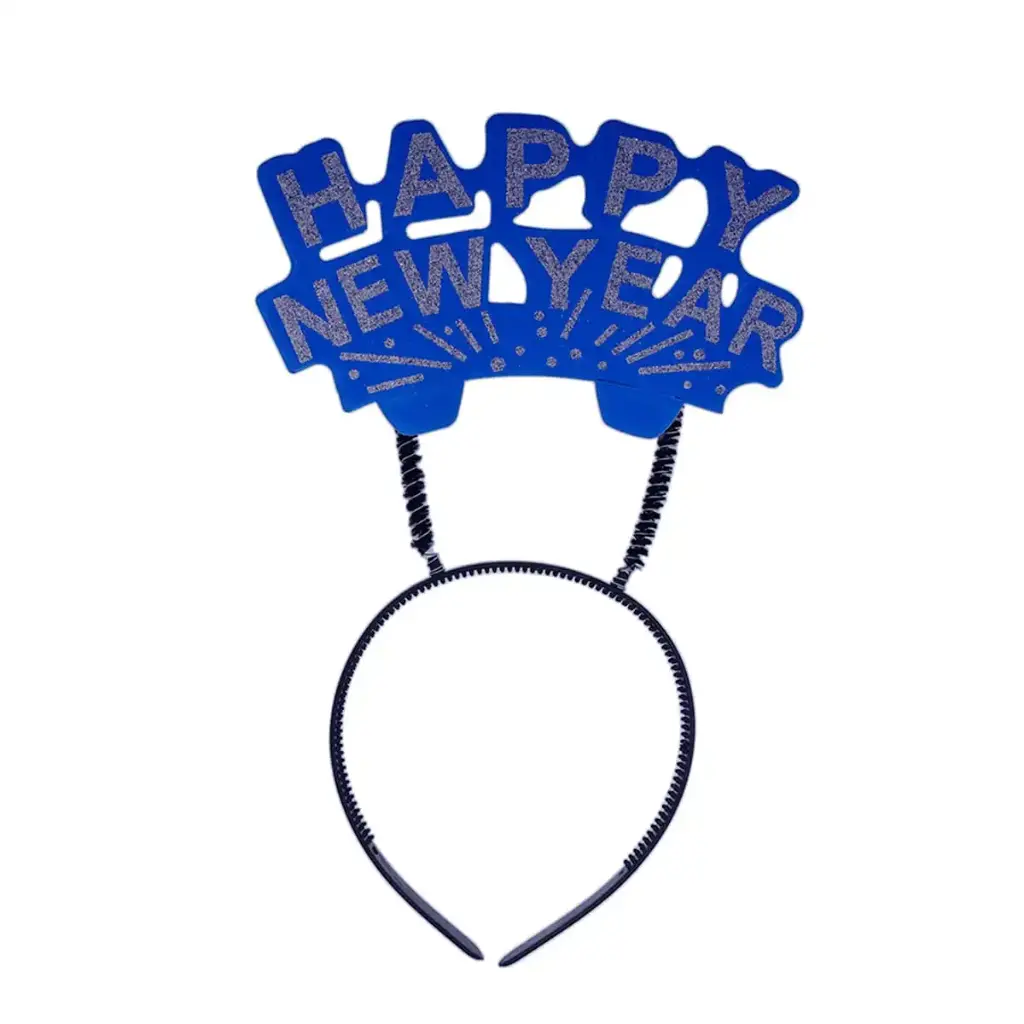 Happy New Year Glittered Headbands - Blue