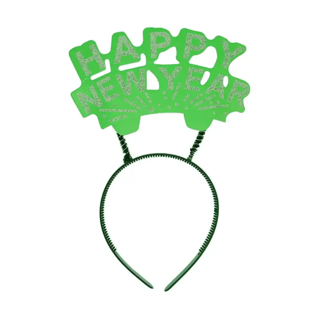 Happy New Year Glittered Headbands - Green