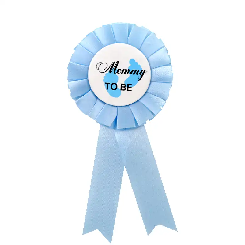 Blue Mommy to Be Rosette Badge – Baby Shower Ribbon Pin