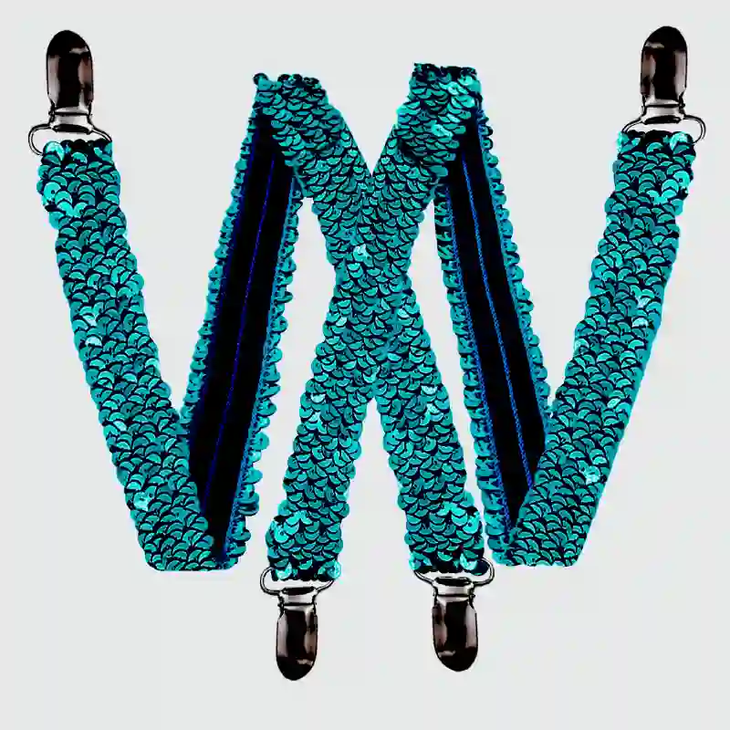 Adult Fashion Suspenders – Blue Sequins