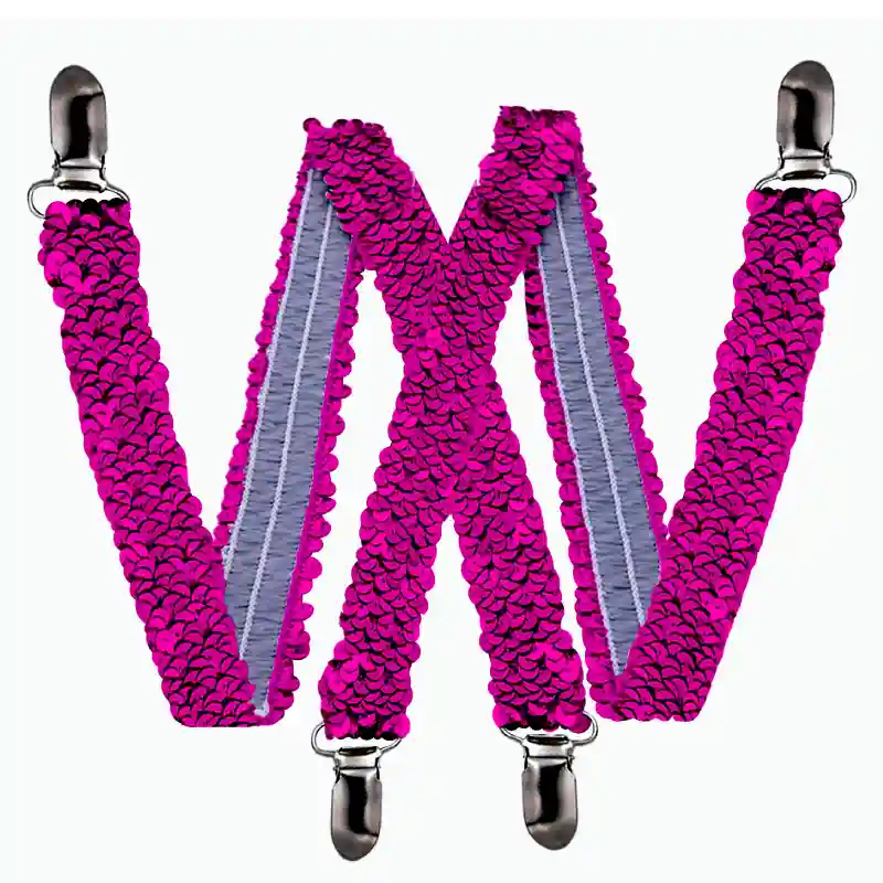 Adult Fashion Suspenders – Pink Sequins
