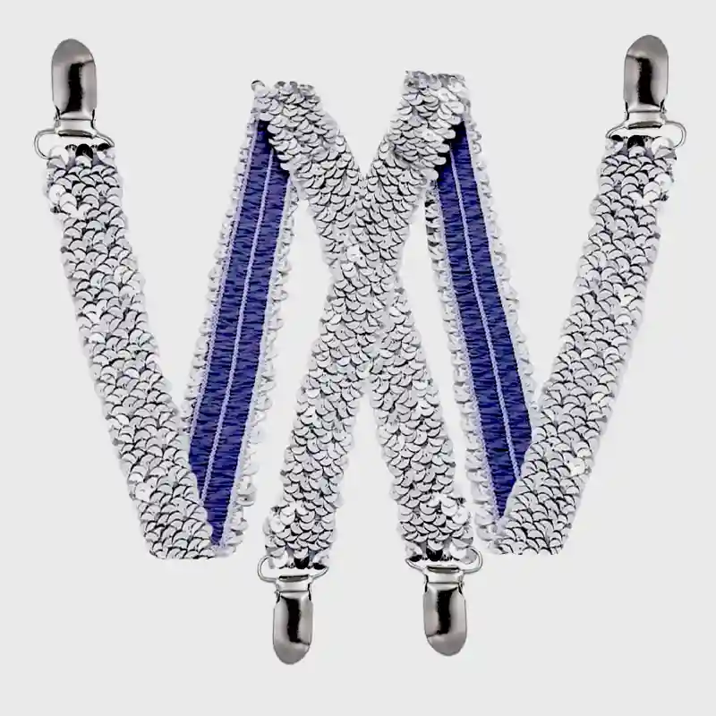Adult Fashion Suspenders – Silver Sequins