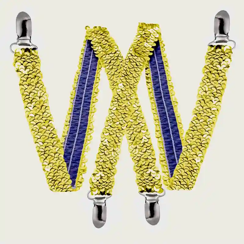 Adult Fashion Suspenders – Gold Sequins