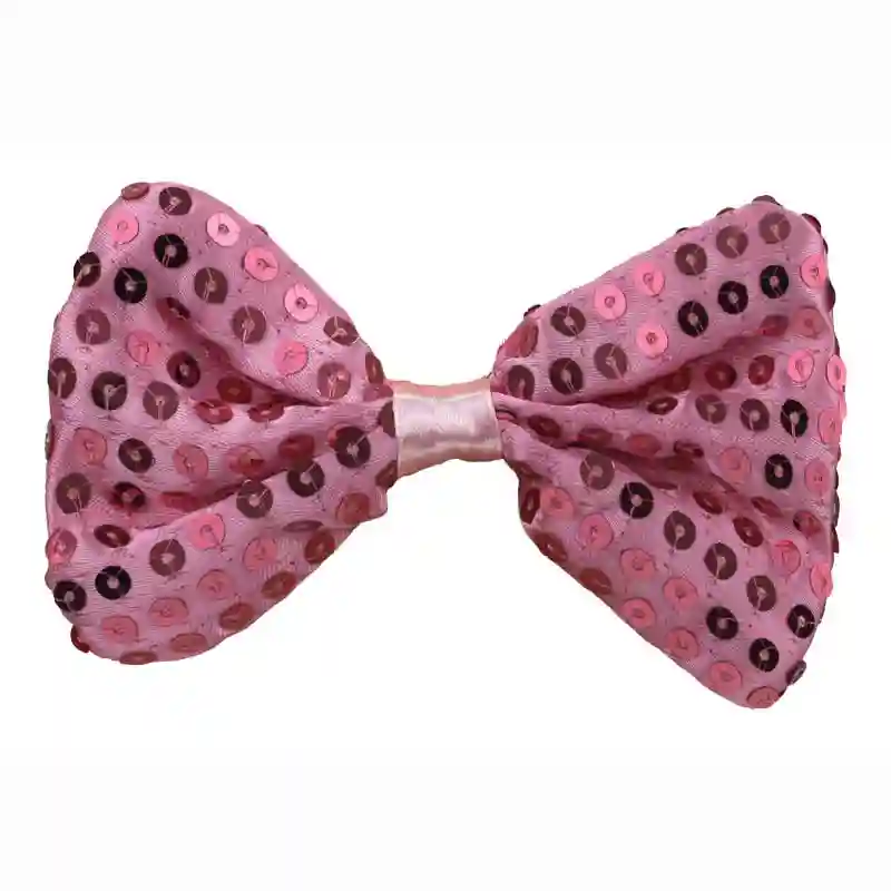 Glittering Sequin Bow Tie with Elastic for Kids – Small (Pink)