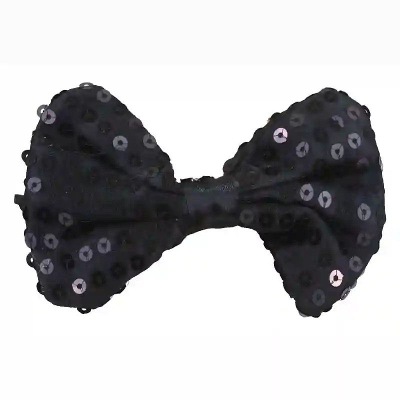 Glittering Sequin Bow Tie with Elastic for Kids – Small (Black)