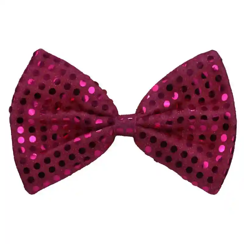 Glittering Sequin Bow Tie with Elastic for Adults – Medium  (Pink)