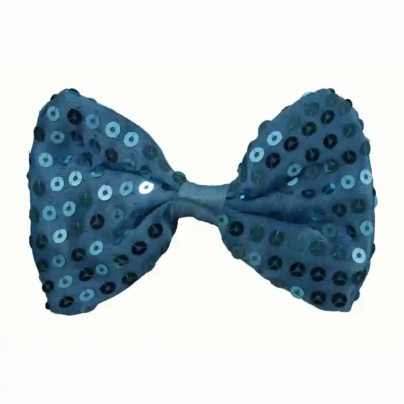 Glittering Sequin Bow Tie with Elastic for Adults – Medium  (Blue)