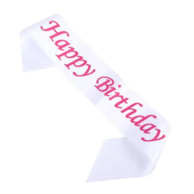 Happy Birthday Sash – White & Pink