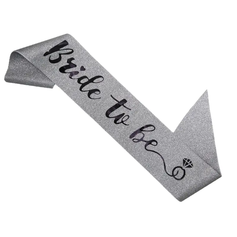 Bride To Be Sash – Silver Glitter & Black Text