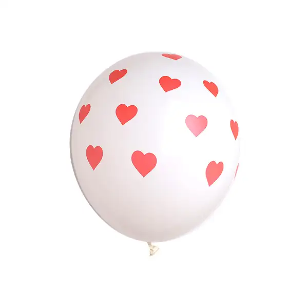 Love Heart Printed Latex Balloon White – 11in