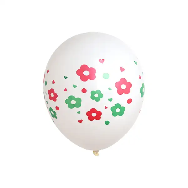 Flower Printed Latex Balloon White – 11in