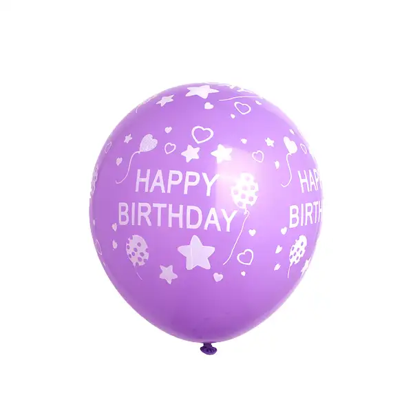 Happy Birthday Printed Balloons Purple – 11in