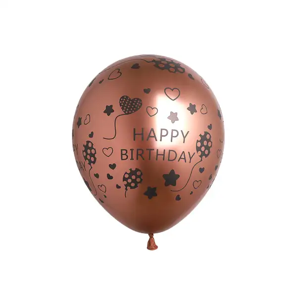 Happy Birthday Printed Latex Balloons Coffee 11in