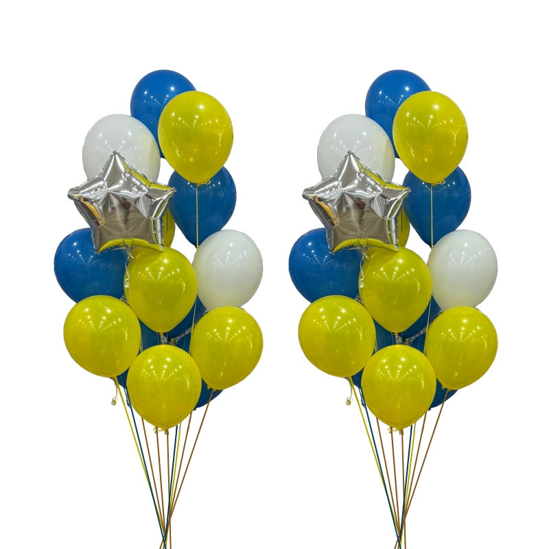 Multi-Colour Balloon Bouquet – Helium-Inflated Set of Two with Foil Stars