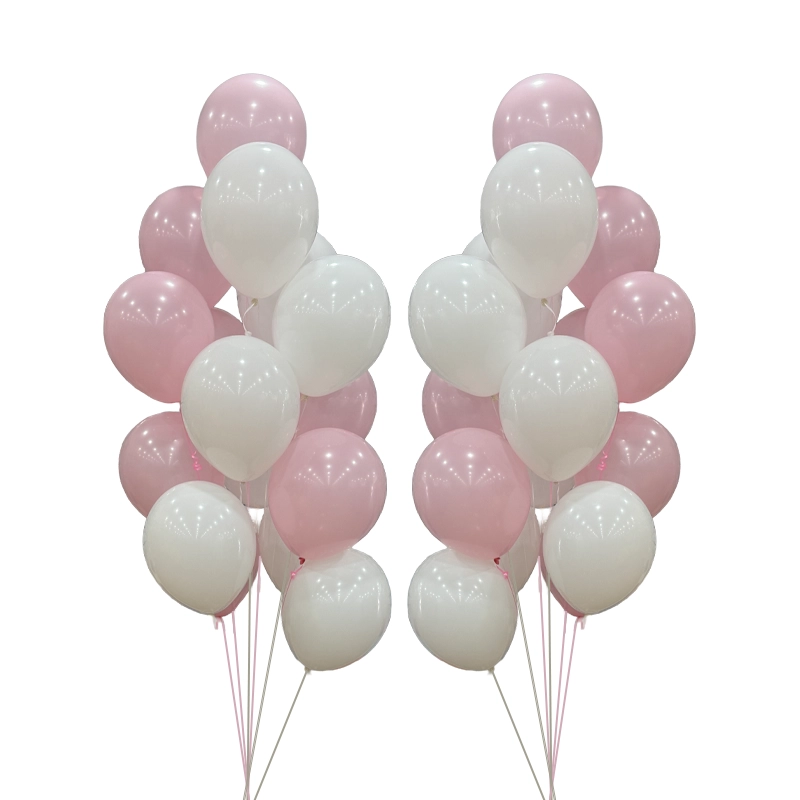 White and Pink Balloon Bouquet – Latex Party Decor | Two Set with Weights