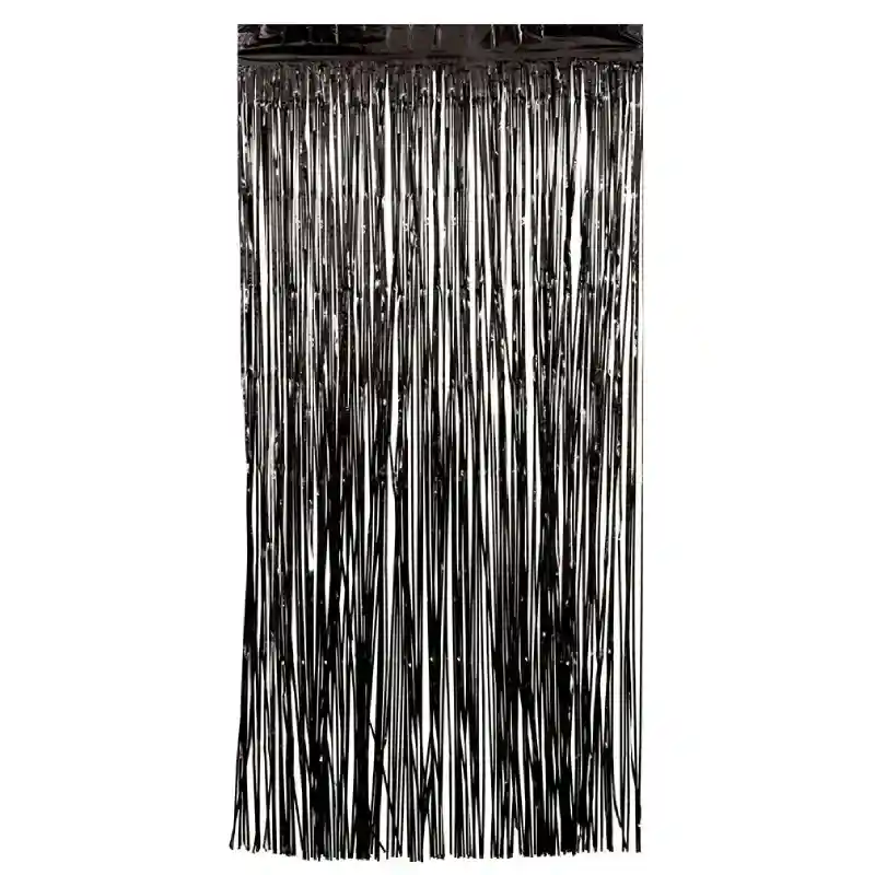 Foil Fringe Curtains -Black